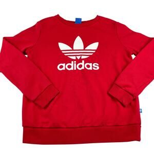 Adidas Red Crewneck Sweatshirt, Mens Size Med, Vintage Blue Tag Y2K
